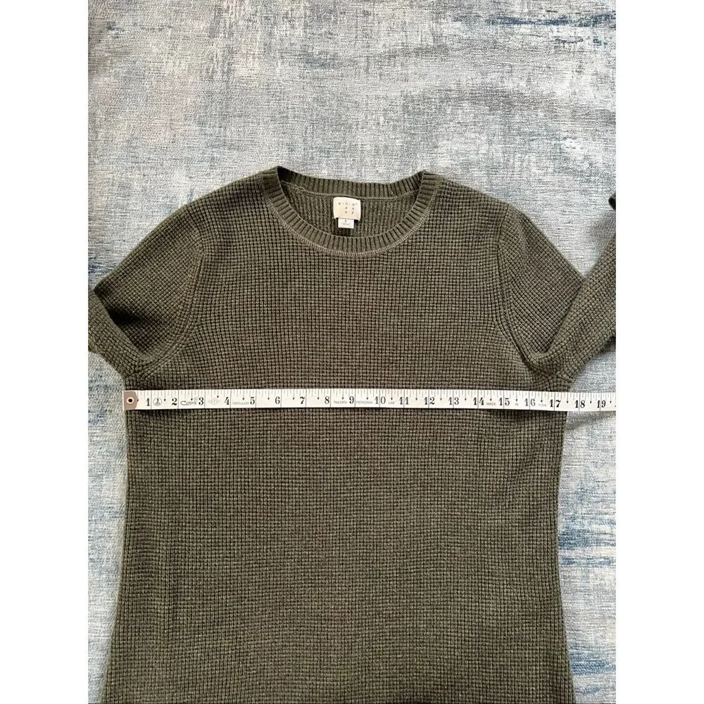 A New Day Olive Green Waffle Knit Long Sleeve Crew Neck Sweater Dress L - Picture 6 of 7